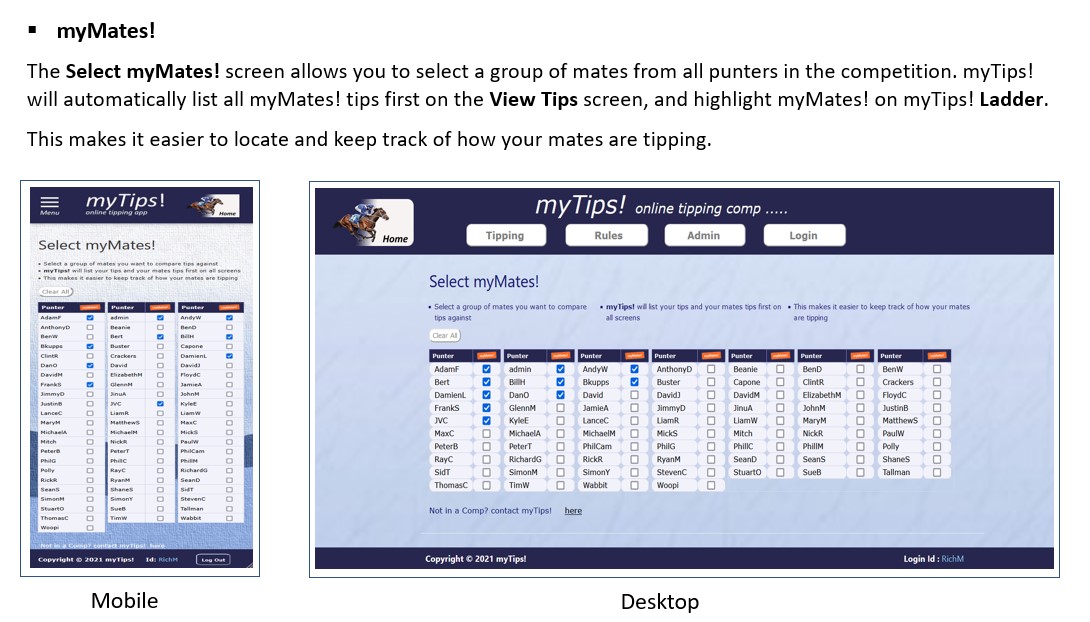 myTips myMates! Screen